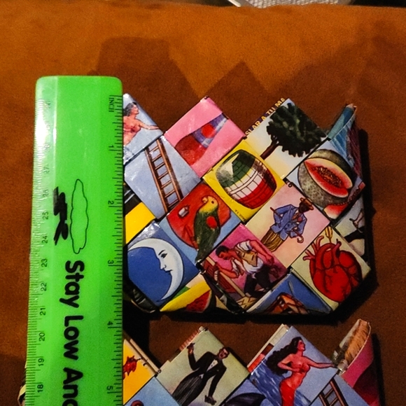 Set of 2 Gift Card Holder. Recycled Plastic, Vintage Print Handmade Unisex. - Picture 8 of 9